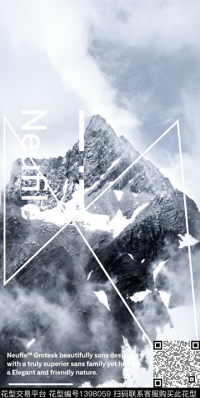 字母羽绒服雪山数码印花华亿平台下载（图片编号: 1398059） - 瓦栏（Walan）