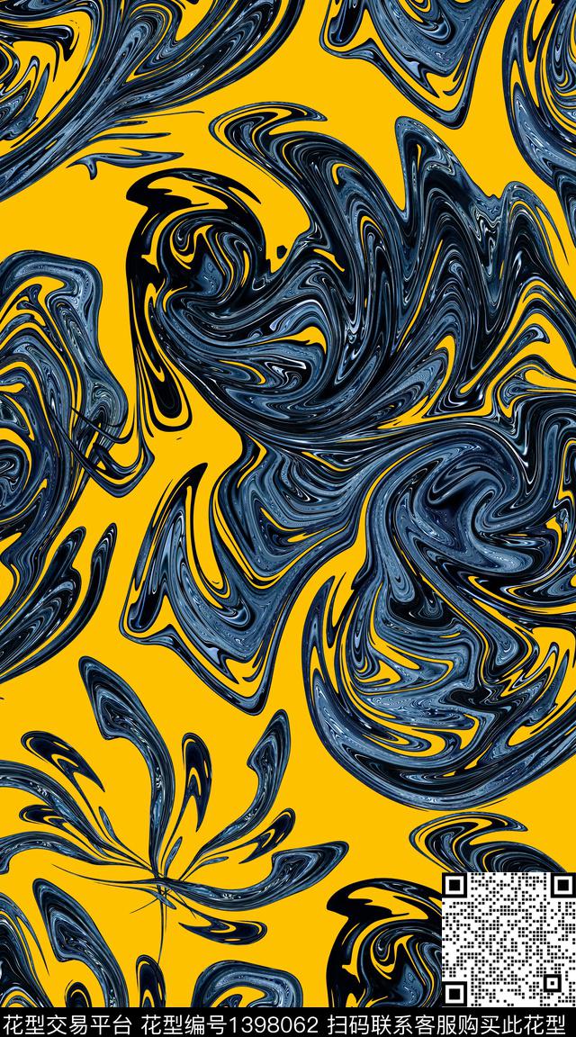 几何抽象花卉佩里斯纹理数码印花华亿平台下载（图片编号: 1398062） - 瓦栏（Walan）