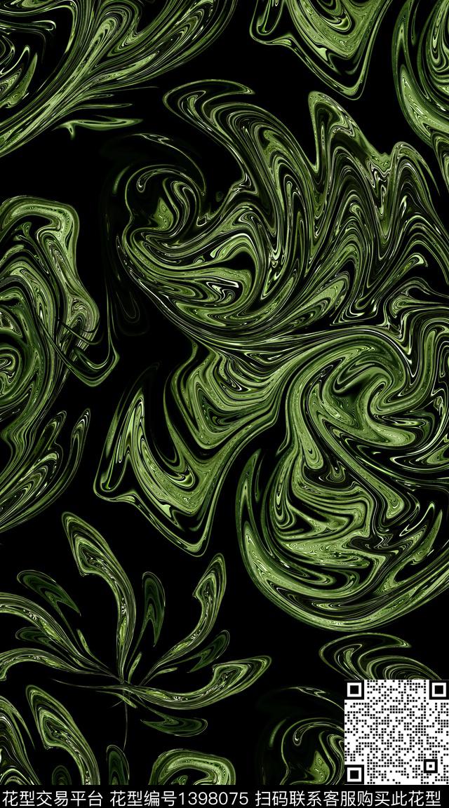 几何抽象花卉佩里斯纹理数码印花华亿平台下载（图片编号: 1398075） - 瓦栏（Walan）