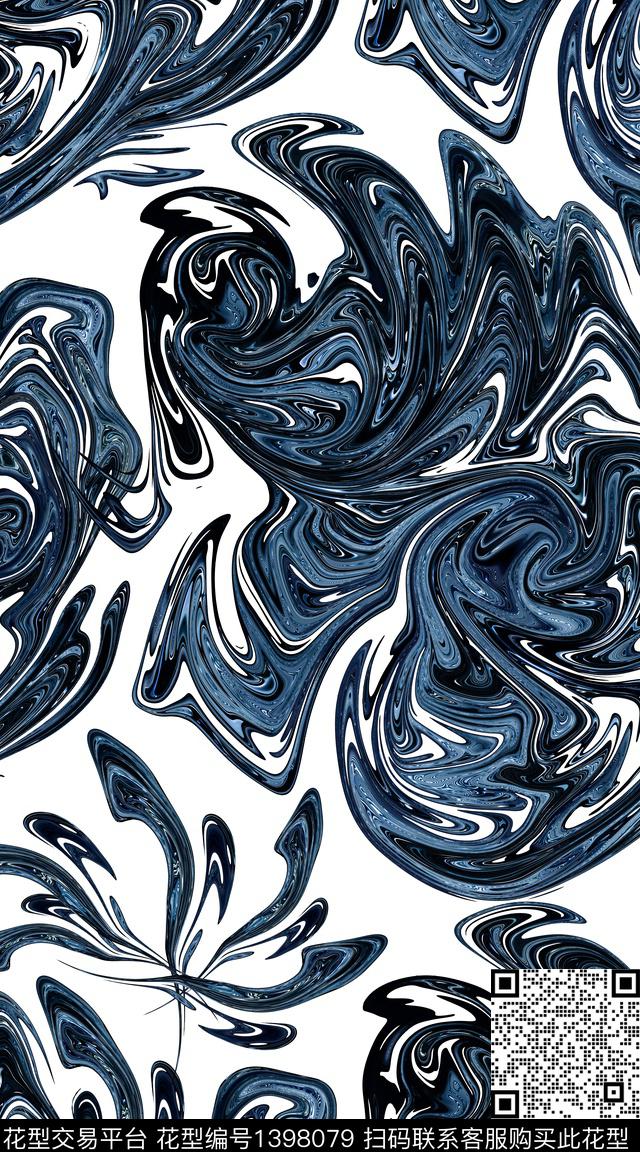 几何抽象花卉佩里斯纹理数码印花华亿平台下载（图片编号: 1398079） - 瓦栏（Walan）