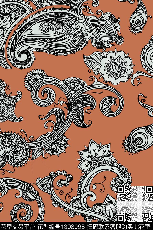 时尚民族风大牌风数码印花华亿平台下载（图片编号: 1398098） - 瓦栏（Walan）