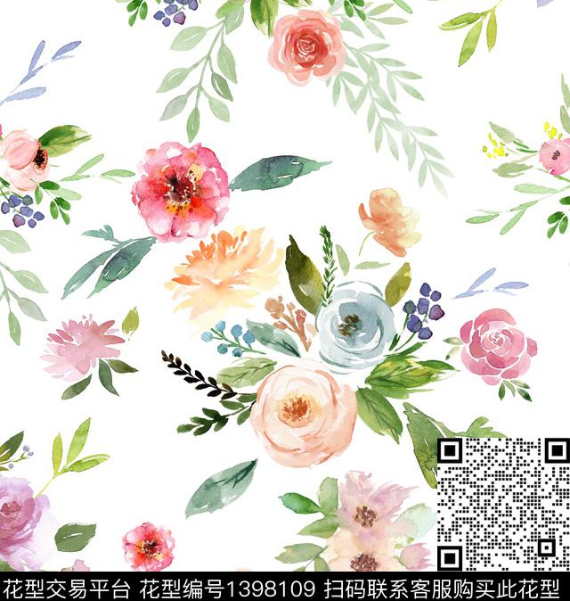 数码华亿平台花卉手绘数码印花华亿平台下载（图片编号: 1398109） - 瓦栏（Walan）