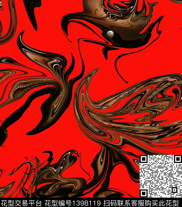 几何肌理抽象花卉数码印花华亿平台下载（图片编号: 1398119） - 瓦栏（Walan）