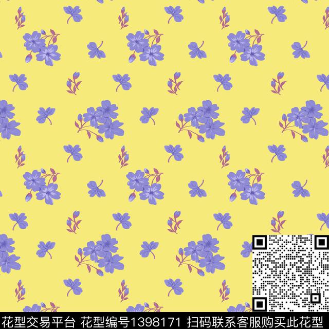 花卉大牌风小清新数码印花华亿平台下载（图片编号: 1398171） - 瓦栏（Walan）