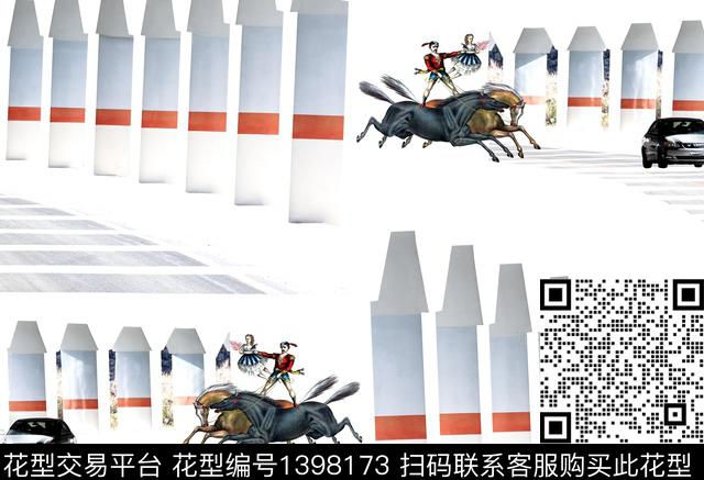 几何宝马赛车创意花卉数码印花华亿平台下载（图片编号: 1398173） - 瓦栏（Walan）