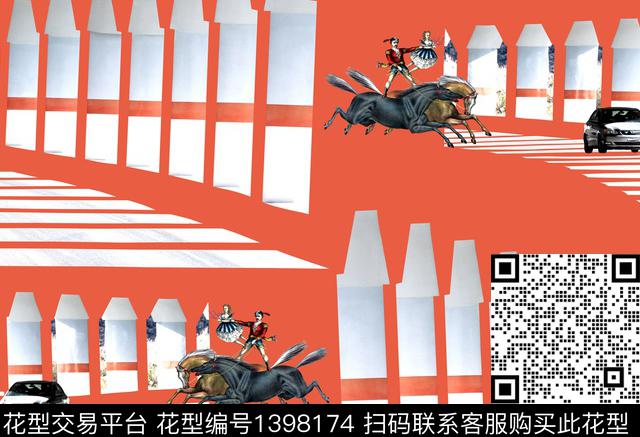 几何宝马赛车创意花卉数码印花华亿平台下载（图片编号: 1398174） - 瓦栏（Walan）