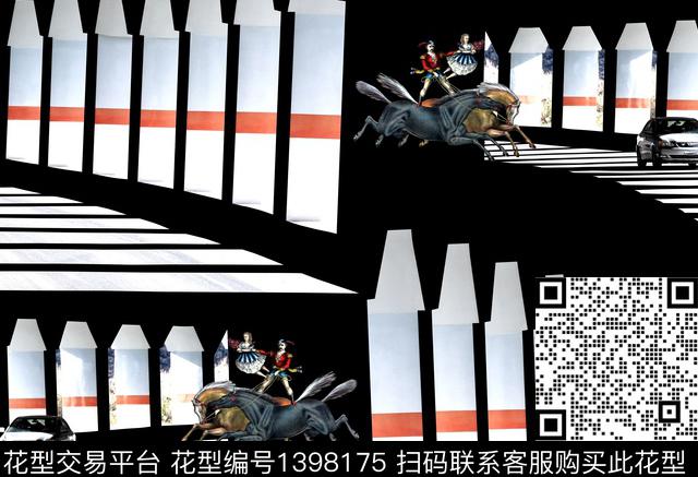 几何宝马赛车创意花卉数码印花华亿平台下载（图片编号: 1398175） - 瓦栏（Walan）