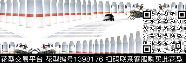 几何宝马赛车创意花卉数码印花华亿平台下载（图片编号: 1398176） - 瓦栏（Walan）