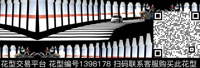 几何宝马赛车创意花卉数码印花华亿平台下载（图片编号: 1398178） - 瓦栏（Walan）