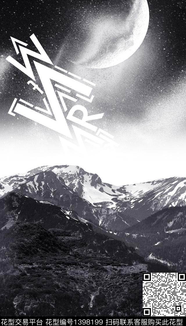 星空字母雪山数码印花华亿平台下载（图片编号: 1398199） - 瓦栏（Walan）