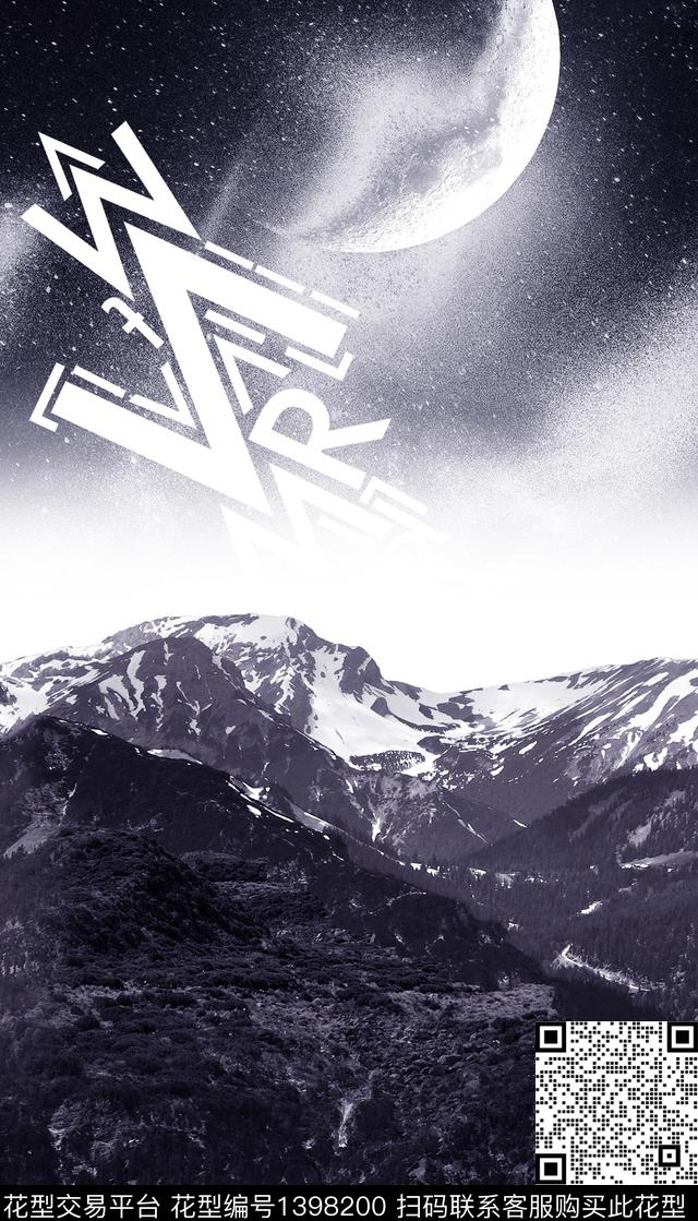 星空字母雪山数码印花华亿平台下载（图片编号: 1398200） - 瓦栏（Walan）