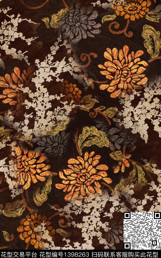 肌理花卉雕印华亿平台数码印花华亿平台下载（图片编号: 1398263） - 瓦栏（Walan）