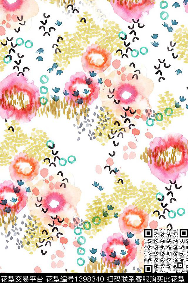 几何小清新真丝数码印花华亿平台下载（图片编号: 1398340） - 瓦栏（Walan）