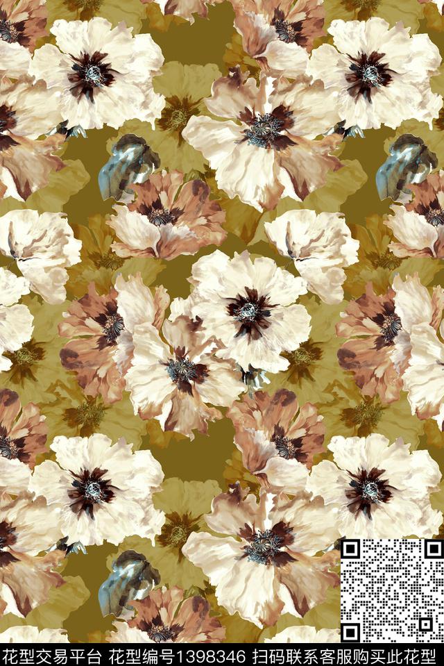 花卉休闲水彩花卉数码印花华亿平台下载（图片编号: 1398346） - 瓦栏（Walan）