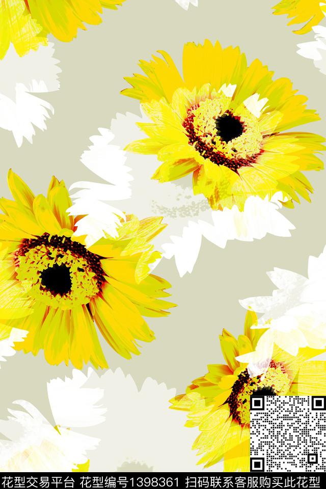花卉年轻女性抽象数码印花华亿平台下载（图片编号: 1398361） - 瓦栏（Walan）