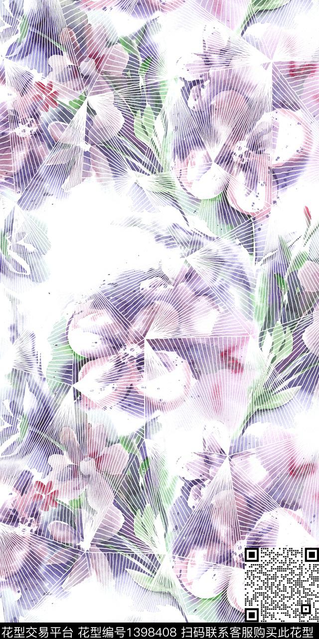 数码华亿平台扎染华亿平台花卉数码印花华亿平台下载（图片编号: 1398408） - 瓦栏（Walan）