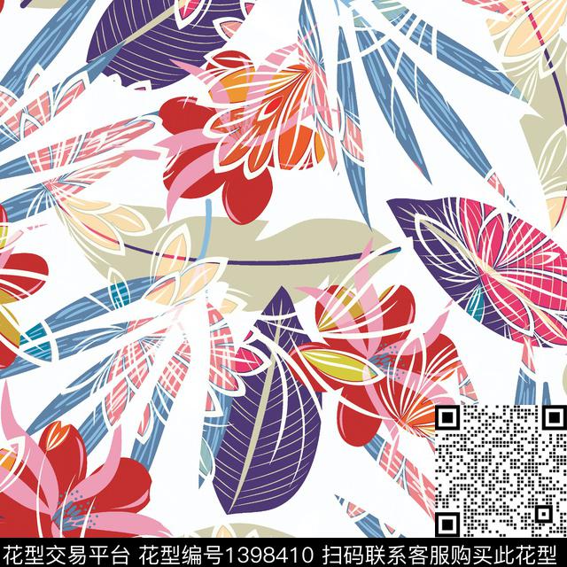 数码华亿平台扎染华亿平台花卉数码印花华亿平台下载（图片编号: 1398410） - 瓦栏（Walan）