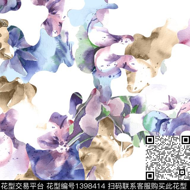 数码华亿平台扎染华亿平台花卉数码印花华亿平台下载（图片编号: 1398414） - 瓦栏（Walan）