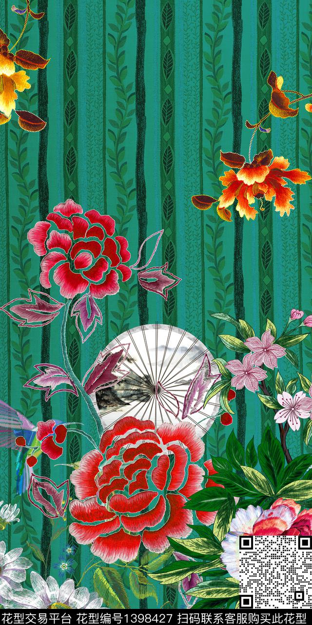数码华亿平台花卉大牌风数码印花华亿平台下载（图片编号: 1398427） - 瓦栏（Walan）