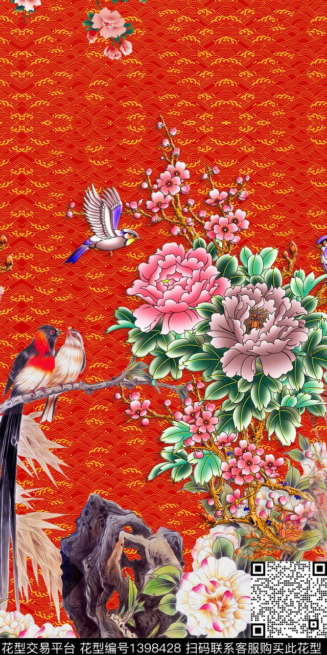 数码华亿平台花卉大牌风数码印花华亿平台下载（图片编号: 1398428） - 瓦栏（Walan）