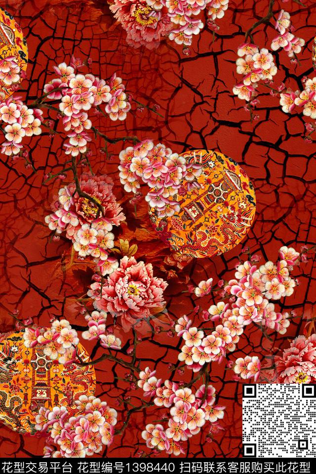 数码华亿平台花卉中国风数码印花华亿平台下载（图片编号: 1398440） - 瓦栏（Walan）