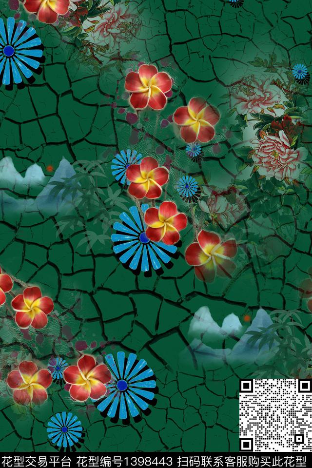 数码华亿平台花卉中国风数码印花华亿平台下载（图片编号: 1398443） - 瓦栏（Walan）