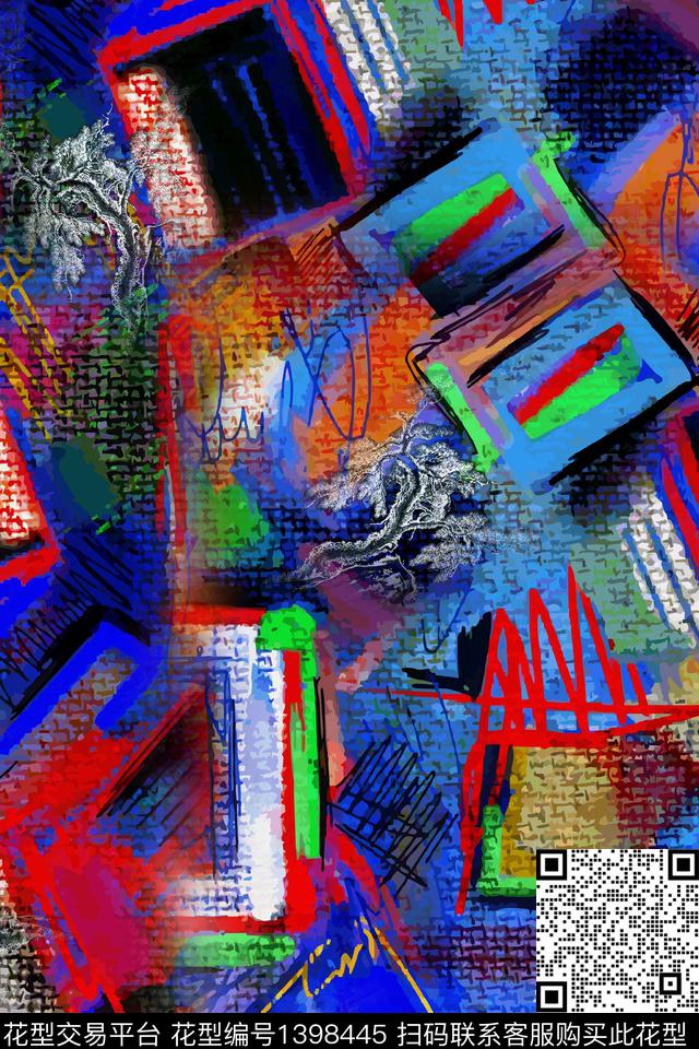 几何数码华亿平台抽象数码印花华亿平台下载（图片编号: 1398445） - 瓦栏（Walan）