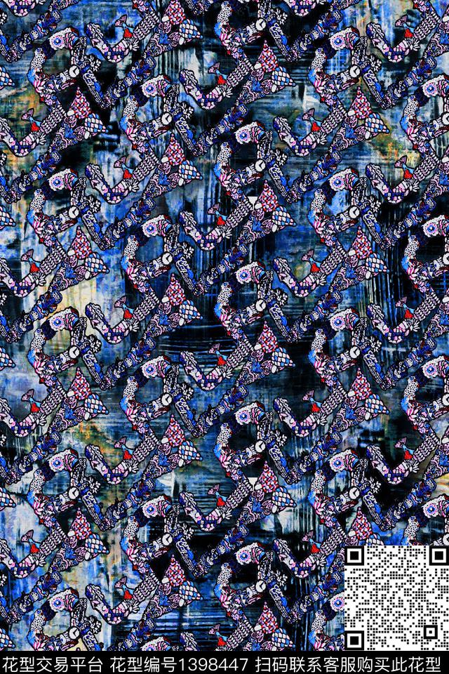 几何数码华亿平台抽象数码印花华亿平台下载（图片编号: 1398447） - 瓦栏（Walan）