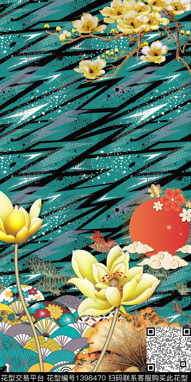 几何数码华亿平台花卉数码印花华亿平台下载（图片编号: 1398470） - 瓦栏（Walan）