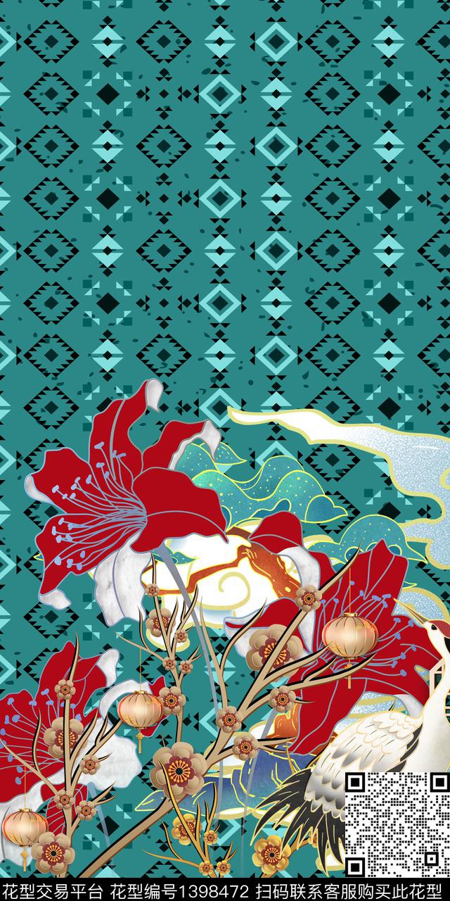 几何数码华亿平台花卉数码印花华亿平台下载（图片编号: 1398472） - 瓦栏（Walan）