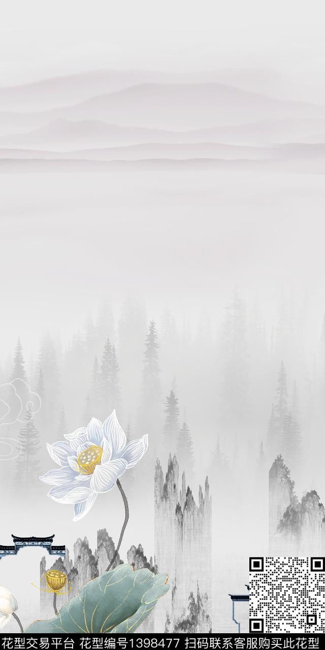 简约数码华亿平台中国风数码印花华亿平台下载（图片编号: 1398477） - 瓦栏（Walan）