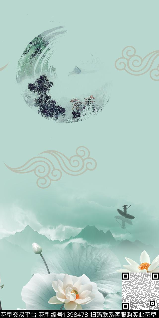 简约数码华亿平台中国风数码印花华亿平台下载（图片编号: 1398478） - 瓦栏（Walan）