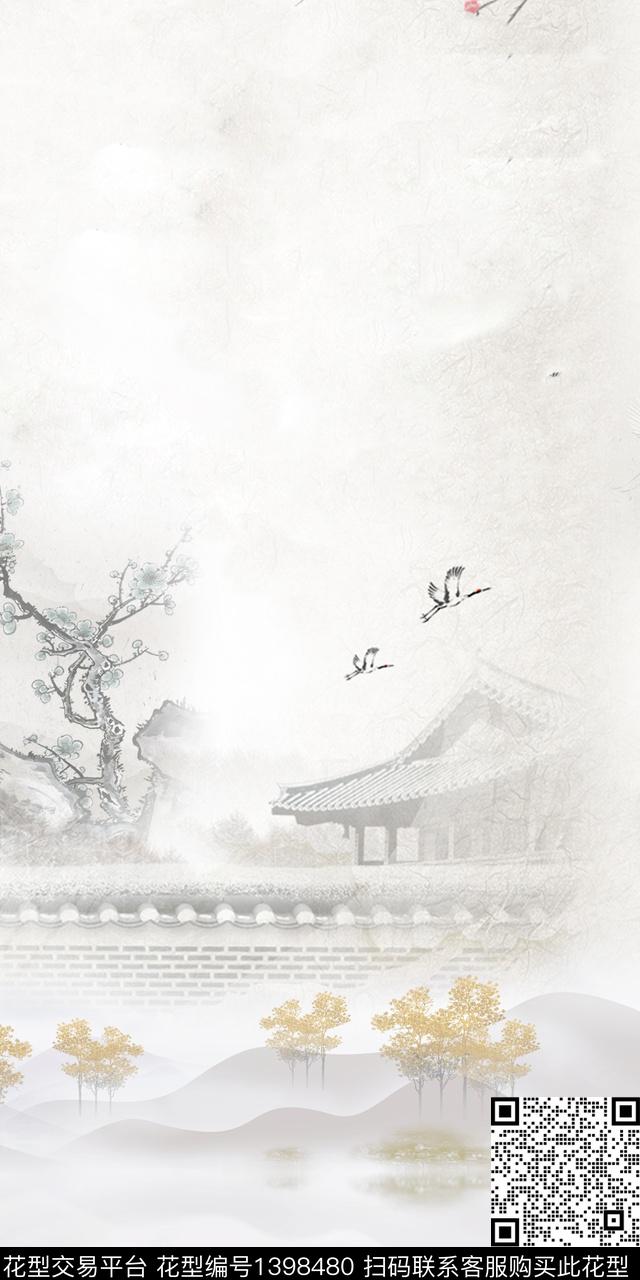 简约数码华亿平台中国风数码印花华亿平台下载（图片编号: 1398480） - 瓦栏（Walan）