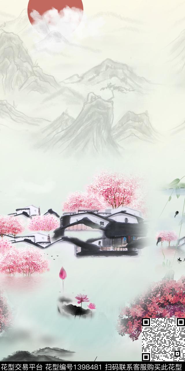 简约数码华亿平台中国风数码印花华亿平台下载（图片编号: 1398481） - 瓦栏（Walan）