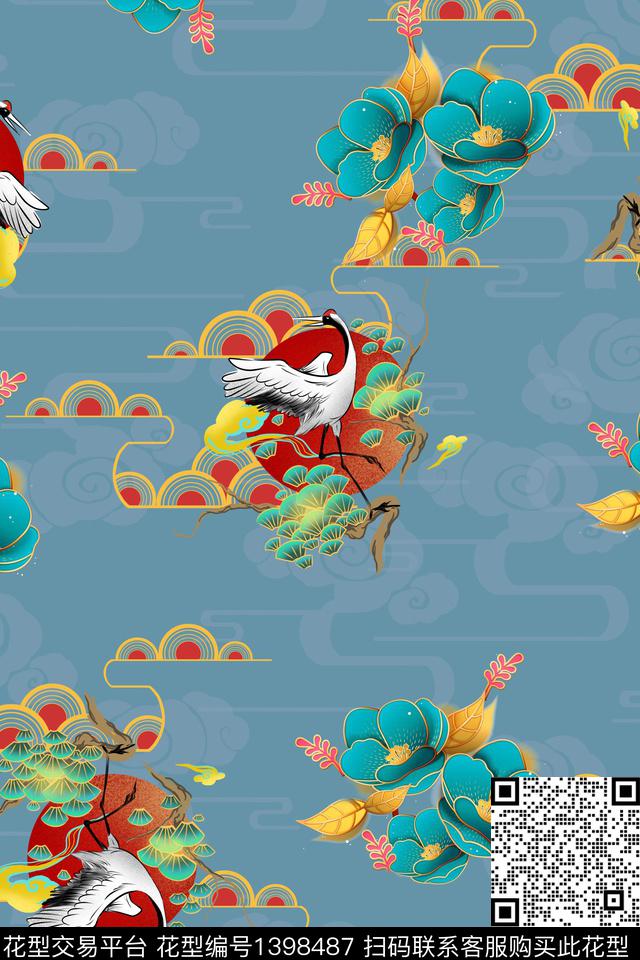 数码华亿平台花卉中国风数码印花华亿平台下载（图片编号: 1398487） - 瓦栏（Walan）