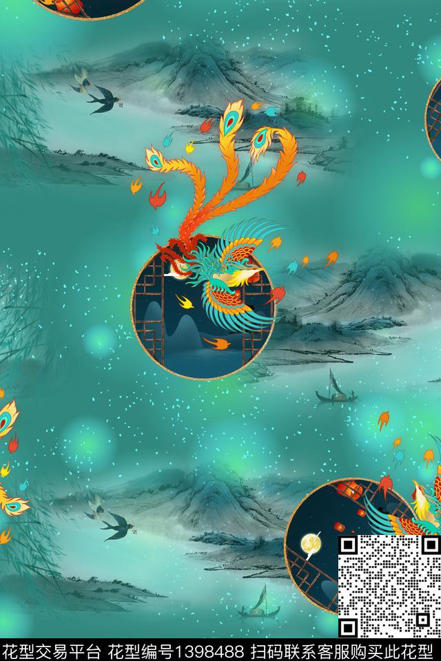 数码华亿平台花卉中国风数码印花华亿平台下载（图片编号: 1398488） - 瓦栏（Walan）