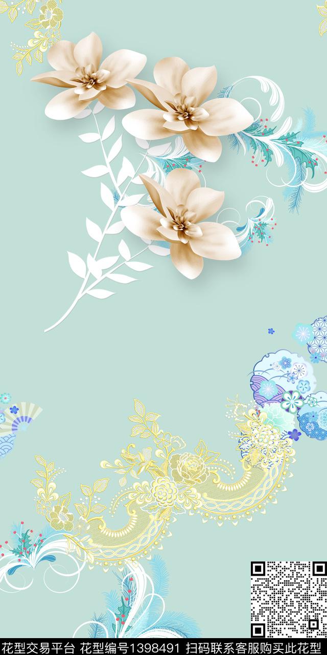 数码华亿平台花卉中国风数码印花华亿平台下载（图片编号: 1398491） - 瓦栏（Walan）