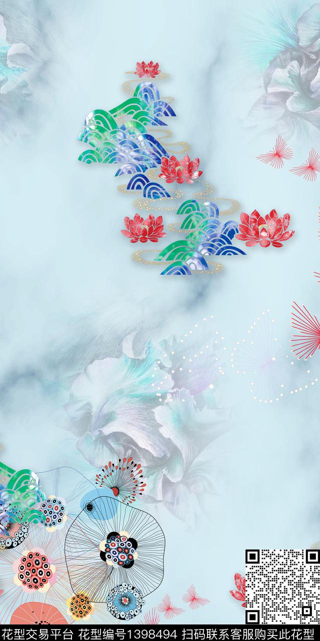 数码华亿平台花卉中国风数码印花华亿平台下载（图片编号: 1398494） - 瓦栏（Walan）