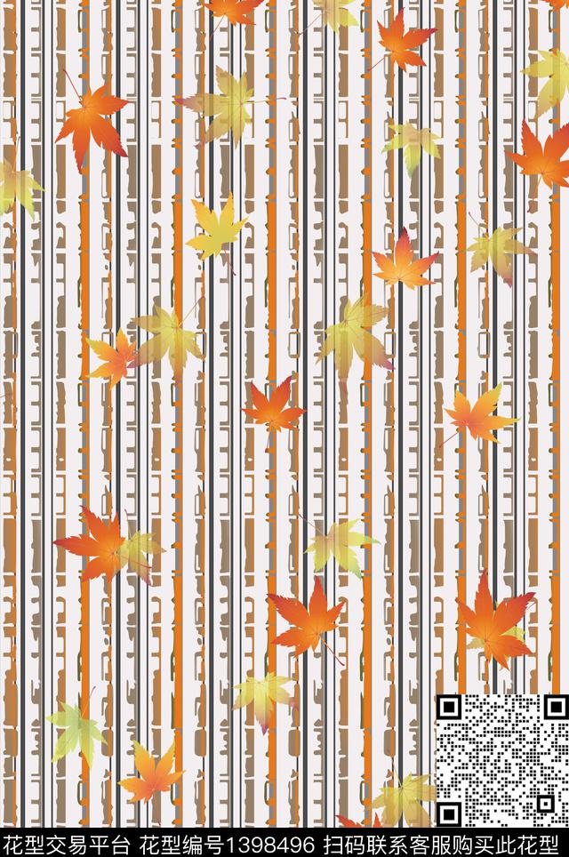 数码华亿平台花卉条纹数码印花华亿平台下载（图片编号: 1398496） - 瓦栏（Walan）
