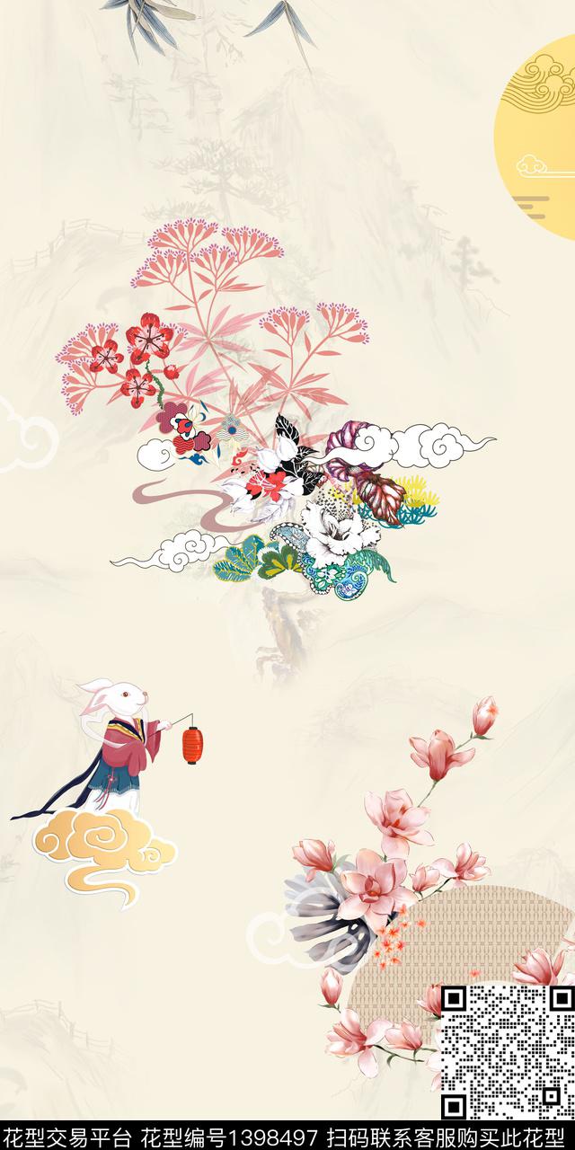 简约数码华亿平台花卉数码印花华亿平台下载（图片编号: 1398497） - 瓦栏（Walan）