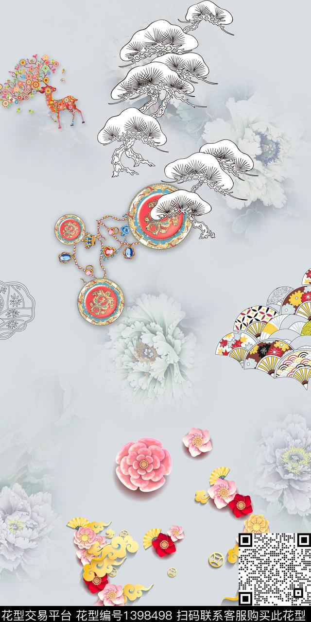 简约数码华亿平台花卉数码印花华亿平台下载（图片编号: 1398498） - 瓦栏（Walan）