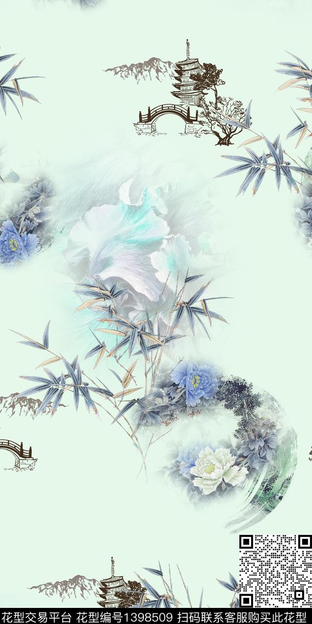 简约数码华亿平台花卉数码印花华亿平台下载（图片编号: 1398509） - 瓦栏（Walan）