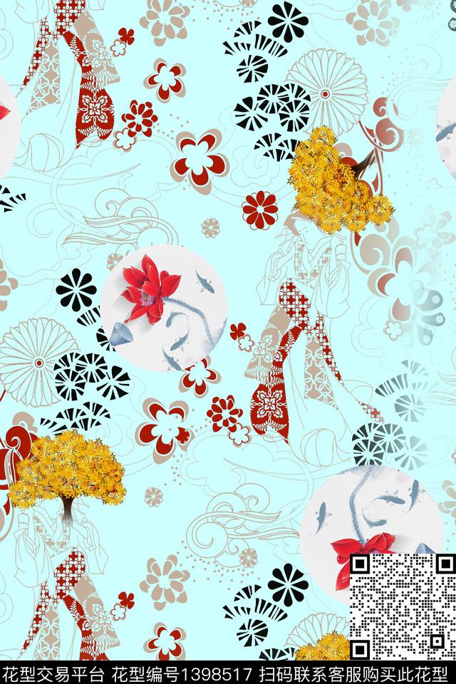 数码华亿平台花卉大牌风数码印花华亿平台下载（图片编号: 1398517） - 瓦栏（Walan）