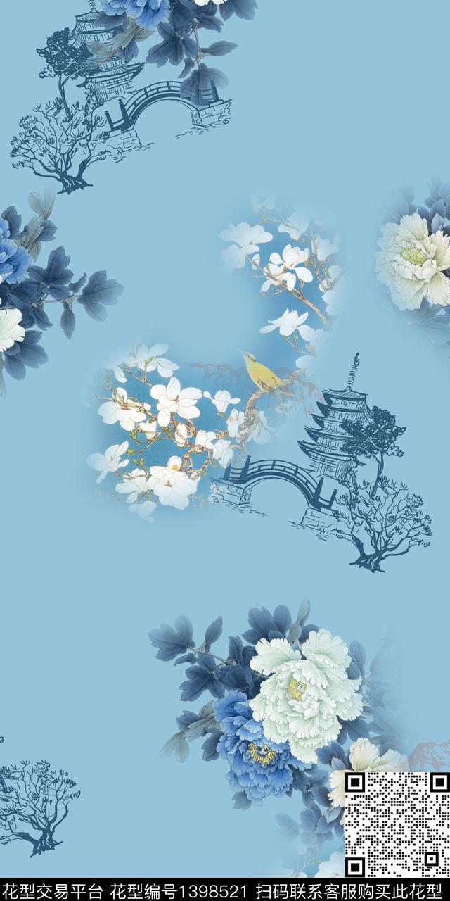 简约数码华亿平台花卉数码印花华亿平台下载（图片编号: 1398521） - 瓦栏（Walan）