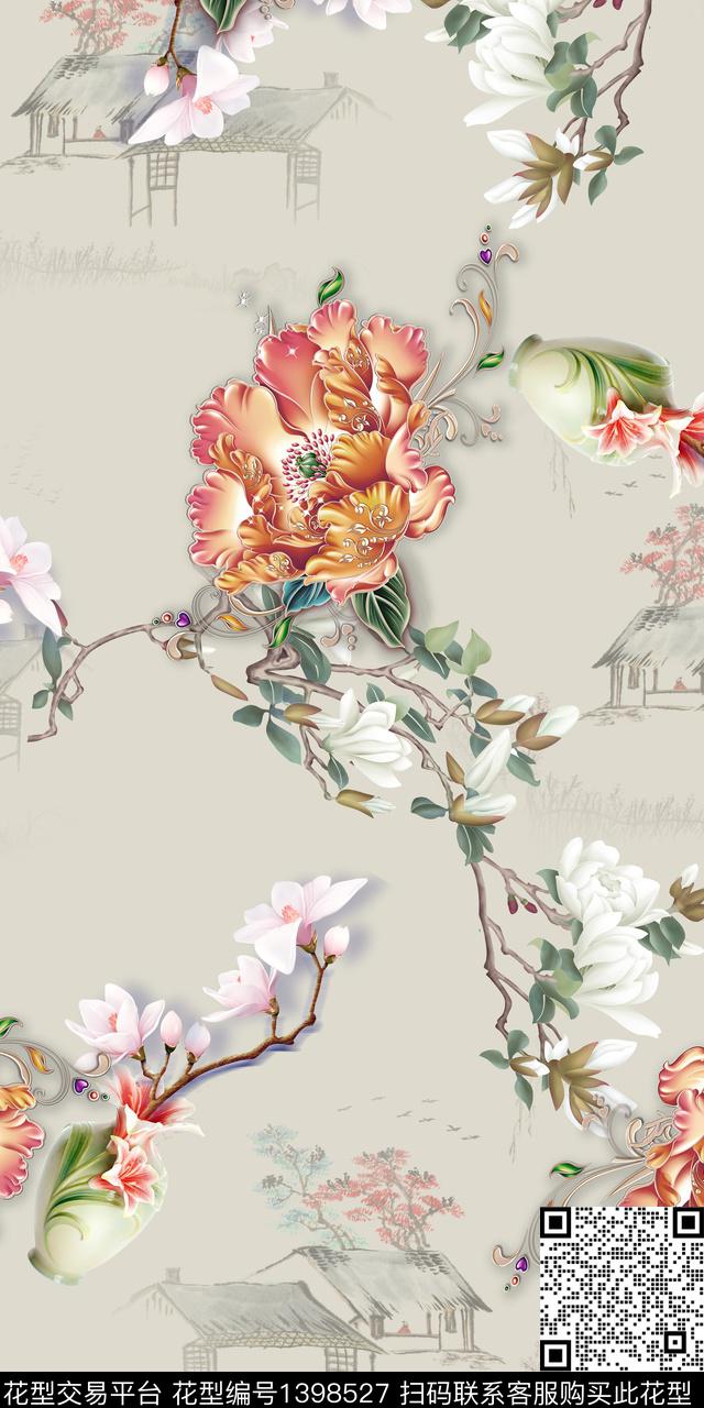 简约数码华亿平台花卉数码印花华亿平台下载（图片编号: 1398527） - 瓦栏（Walan）
