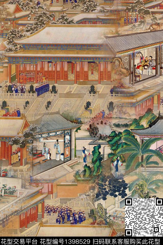 数码华亿平台复古中国风数码印花华亿平台下载（图片编号: 1398529） - 瓦栏（Walan）