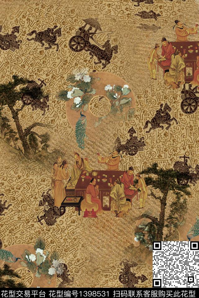 数码华亿平台复古中国风数码印花华亿平台下载（图片编号: 1398531） - 瓦栏（Walan）