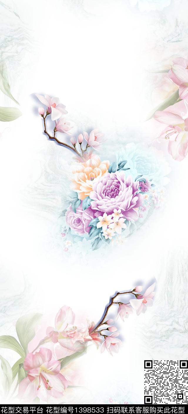 简约数码华亿平台花卉数码印花华亿平台下载（图片编号: 1398533） - 瓦栏（Walan）