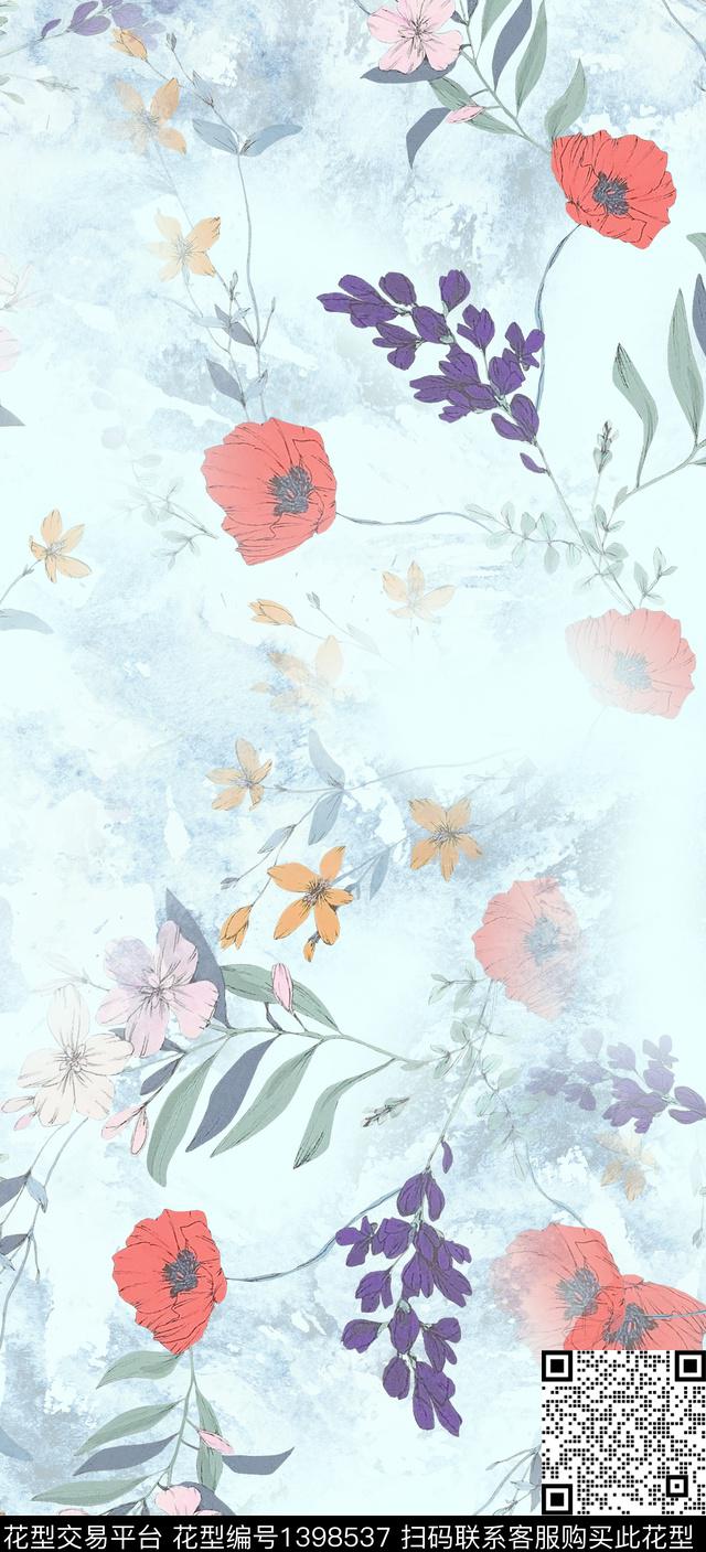 简约数码华亿平台花卉数码印花华亿平台下载（图片编号: 1398537） - 瓦栏（Walan）