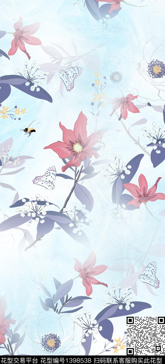 简约数码华亿平台花卉数码印花华亿平台下载（图片编号: 1398538） - 瓦栏（Walan）